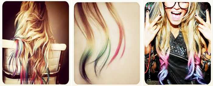 Как покрасить кончики волос в яркий цвет