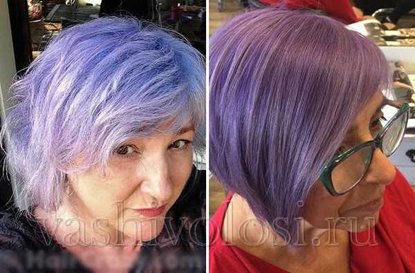 Фиолетовые, голубые и розовые волосы в пожилом возрасте